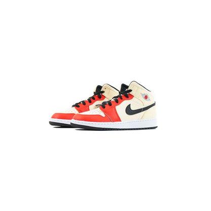 Air Jordan 1 Mid SS (GS) (Muslin/Chile Red-Black-White)