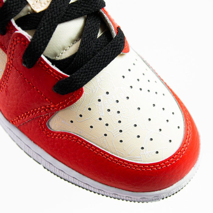 Air Jordan 1 Mid SS (GS) (Muslin/Chile Red-Black-White)