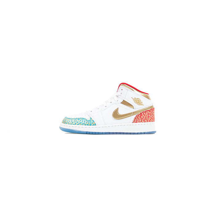 Air Jordan 1 Mid SS GS (White/Metallic Gold)
