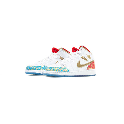 Air Jordan 1 Mid SS GS (White/Metallic Gold)