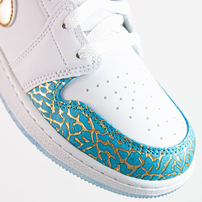 Air Jordan 1 Mid SS GS (White/Metallic Gold)