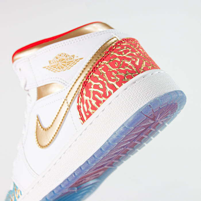 Air Jordan 1 Mid SS GS (White/Metallic Gold)