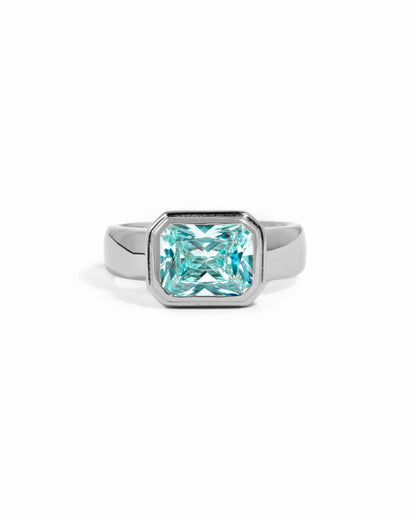 Rectangular Aquamarine Ring