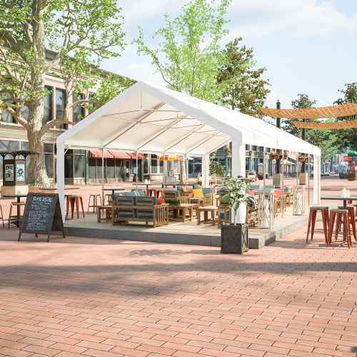 16x32 ft Heavy-Duty Party Tent | White Outdoor Canopy Gazebo with Removable Sidewalls