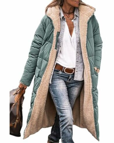 Women's Hooded Long Coat – Casual Winter Outerwear