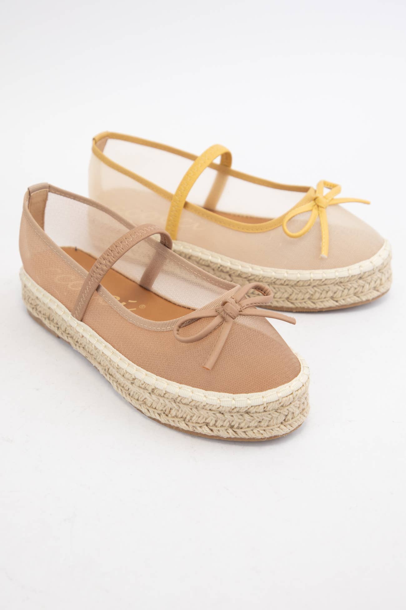 BIJOU MESH UPPER ESPADRILLE PLATFORM SLIP ON : TAUPE