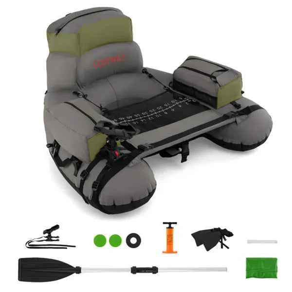 Inflatable Fishing Float Tube – 350 lb Capacity, 2 Air Chambers, Rod Holder & Fish Ruler