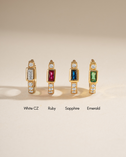 CZ Baguette Huggie Earrings
