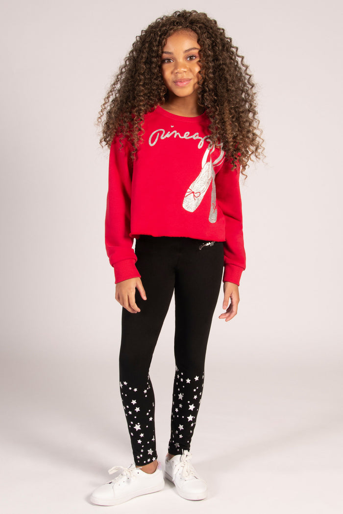 Red ballet sweater in red, perfect jumper for a festive dance outfit for girls.