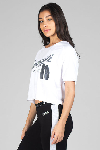 Woman wearing white Ballet Slouchy T-Shirt