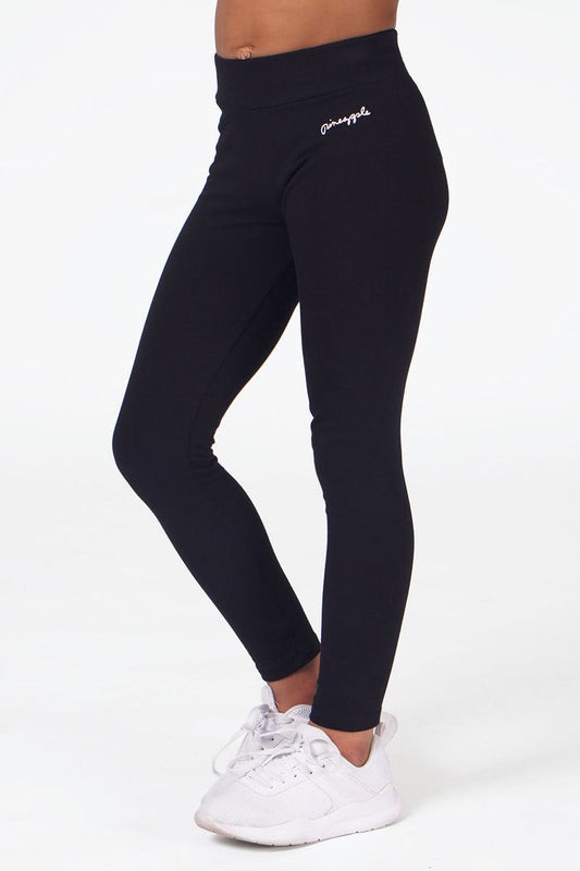 Girl wearing Pineapple Black Band Leggings