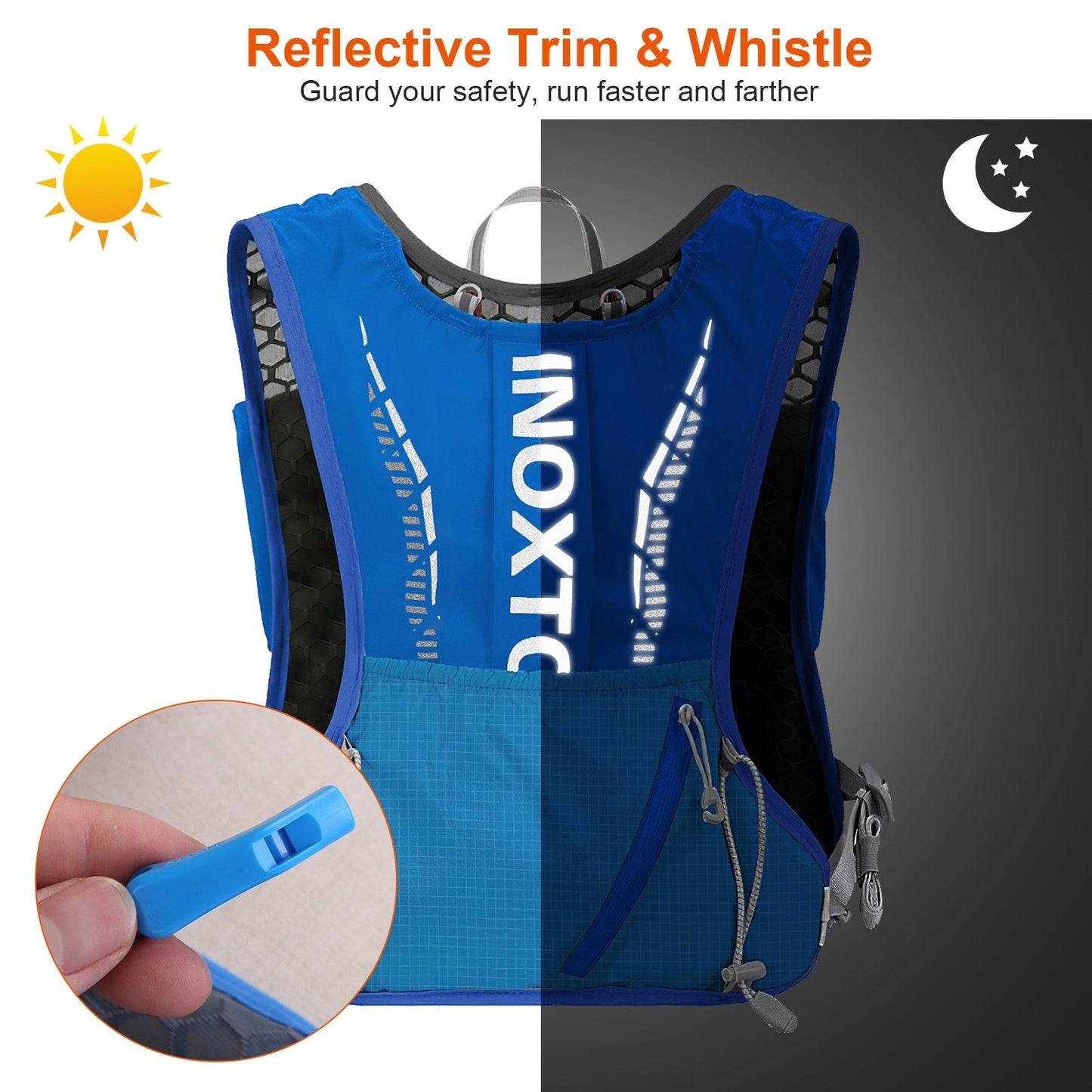Running Hydration Vest – 5L, 3 Water Bladders, 6 Pockets, Reflective, Adjustable Fit