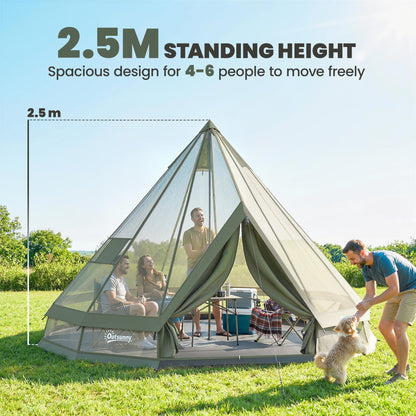 4-6 Person Teepee Tent with Stove Jack – 4-Season Hot Tent