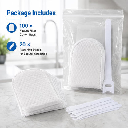 Faucet Filter Cotton Bags - Universal, 100 PCS Splash-Proof Faucet Filter üåüSet