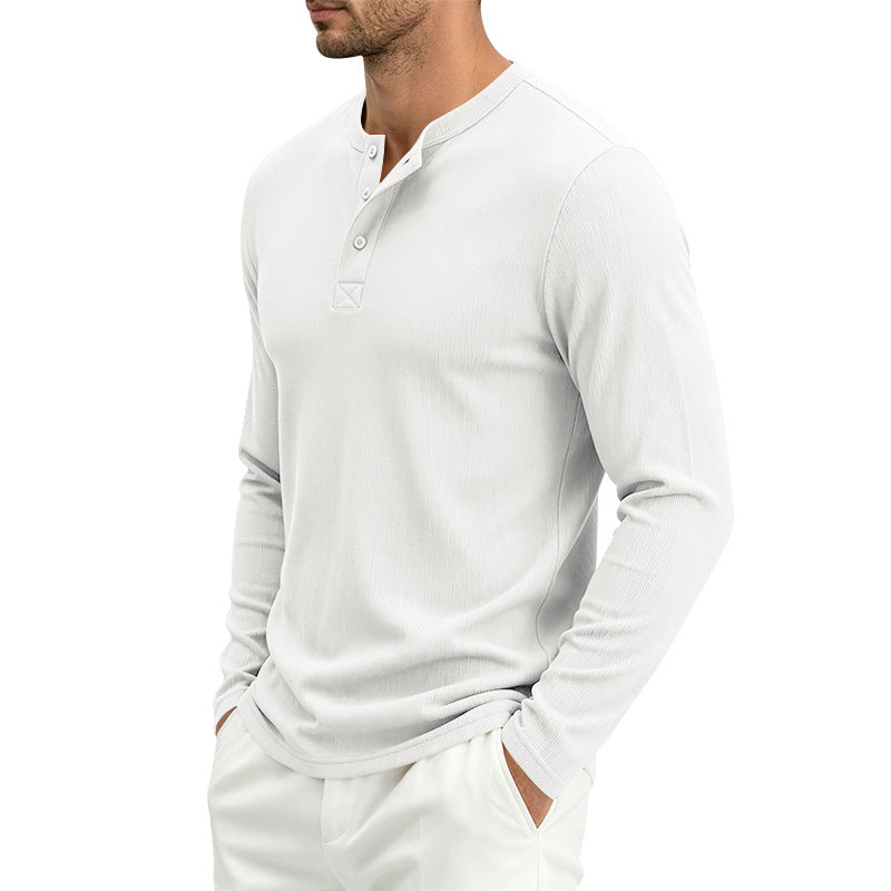 Men's Ribbed Long-Sleeve Loose Fit T-Shirt
