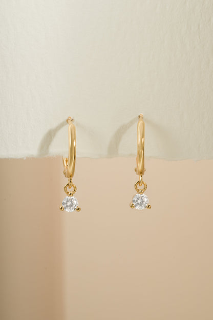 Bezel Charm Huggies