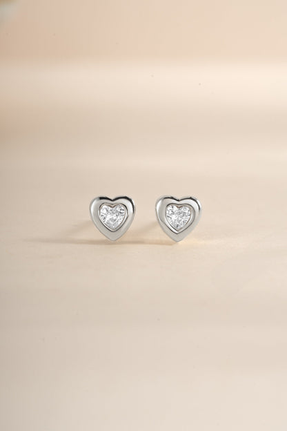 Bezel Heart Studs