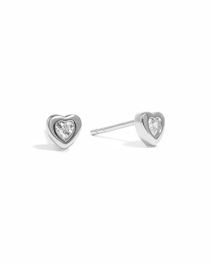 Bezel Heart Studs