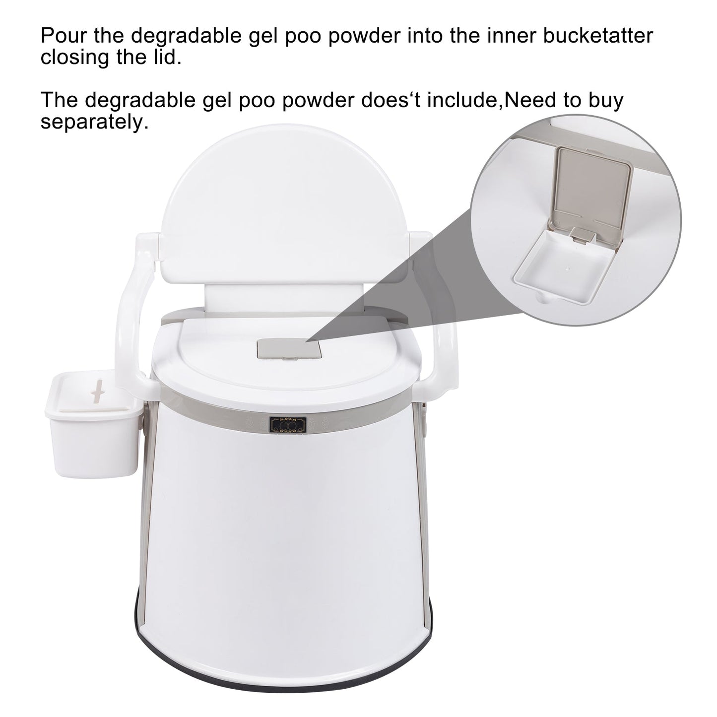 Portable Camping Toilet – 5-Gallon Bucket with Anti-Slip Strip, Handrails, Tissue Holder & Inner Barrel
