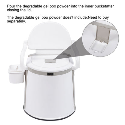 Portable Camping Toilet – 5-Gallon Bucket with Anti-Slip Strip, Handrails, Tissue Holder & Inner Barrel