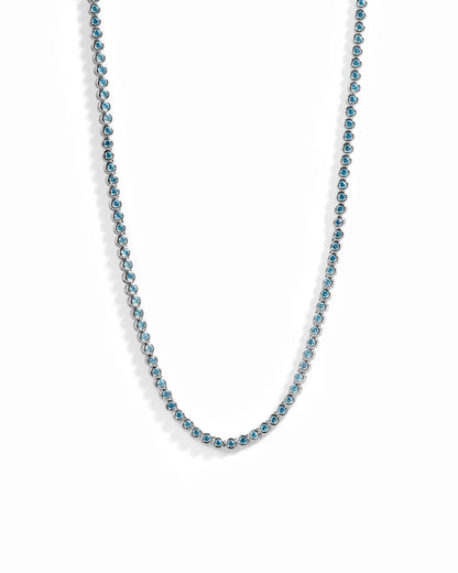 Aquamarine Bezel Tennis Necklace