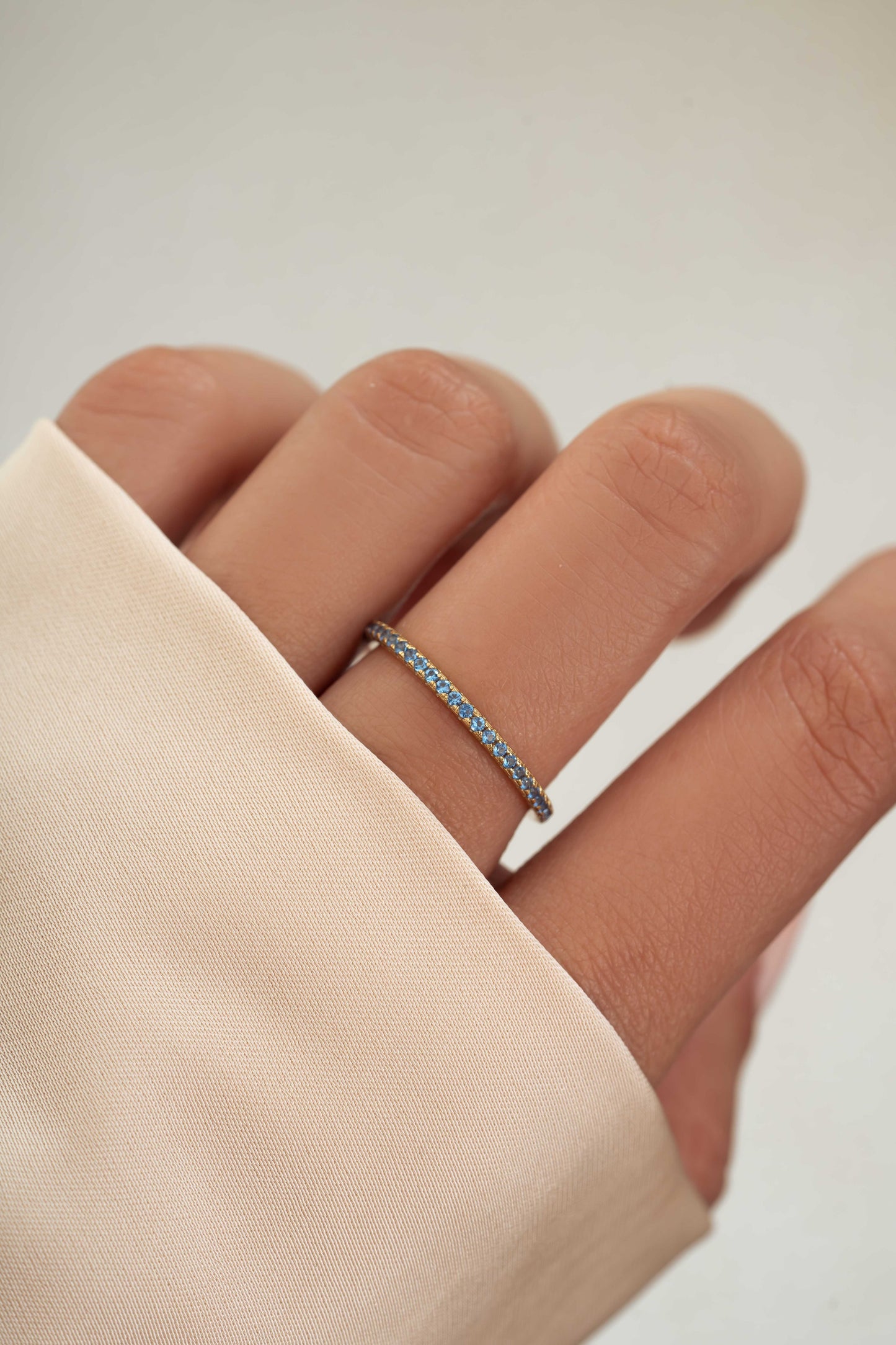 Blue Topaz Birthstone Eternity Ring