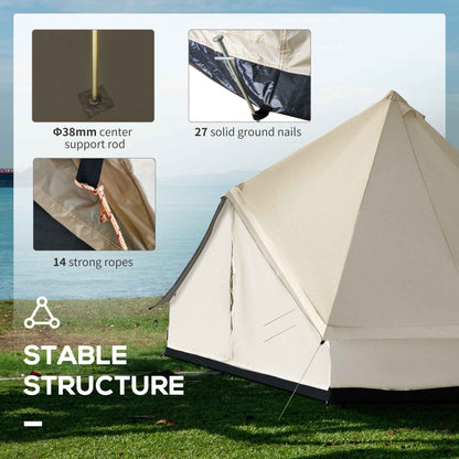 10-Person Mongolian Yurt Camping Tent – Waterproof 210D Polyester with 4 Mesh Vents | Beige