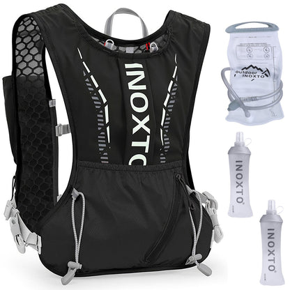 Running Hydration Vest – 5L, 3 Water Bladders, 6 Pockets, Reflective, Adjustable Fit