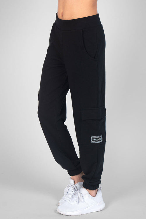Girl wearing Pineapple black Cargo Joggers
