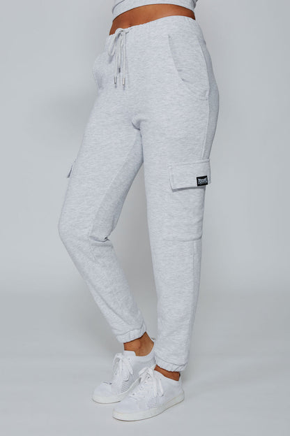 Woman wearing Pineapple Grey Marl Cargo Jogger