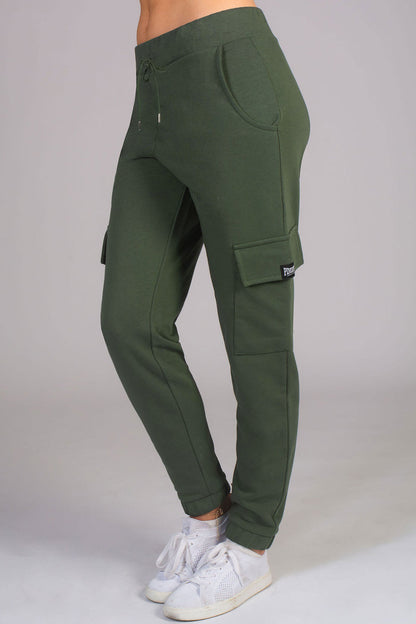 Pineapple soft cargo joggers for women in khaki colourway
