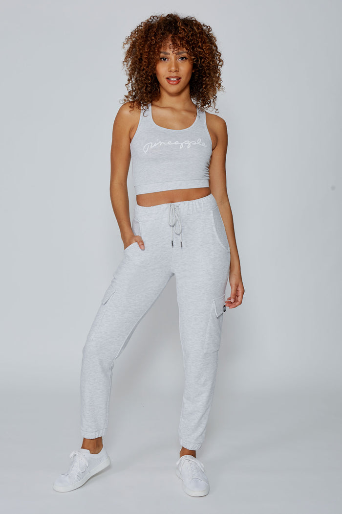 Woman wearing Grey Marl Cargo Jogger