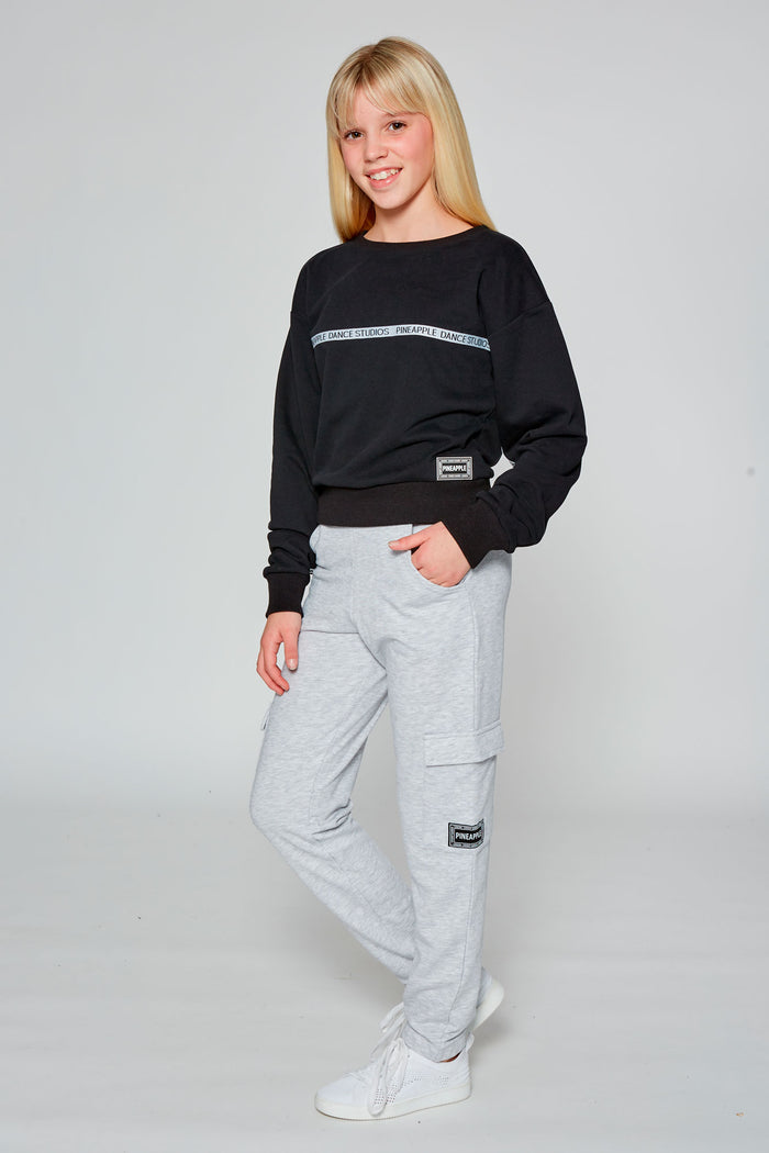 Girl wearing Grey Marl Cargo Joggers