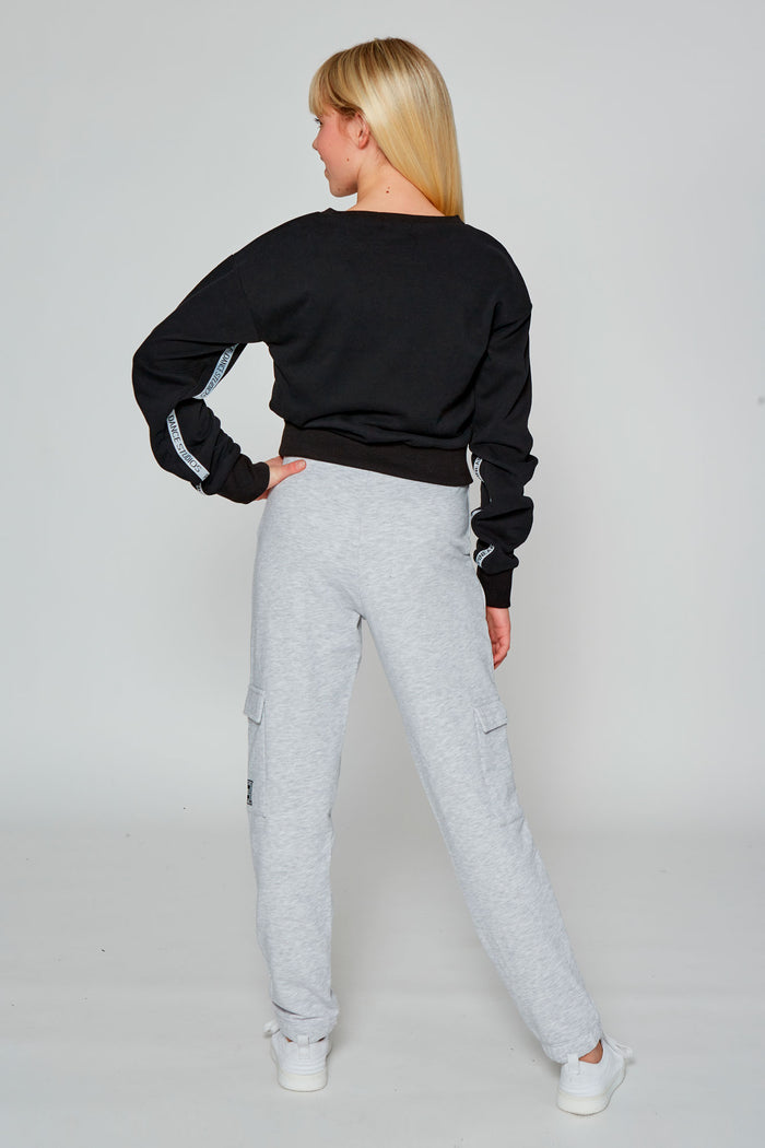 Girl wearing Pineapple Grey Marl Cargo Joggers