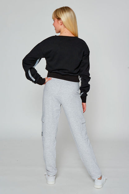 Girl wearing Pineapple Grey Marl Cargo Joggers