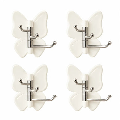 4-Pack Rotating Butterfly Adhesive Wall Hooks ‚Äì No-Drill Towel & Key Organizer