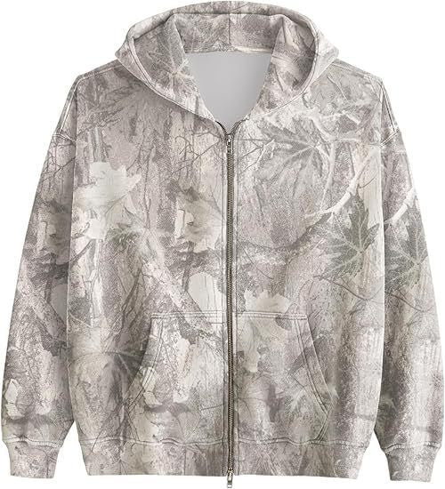 Unisex Printed Hooded Jacket – Casual Zip-Up Outerwear