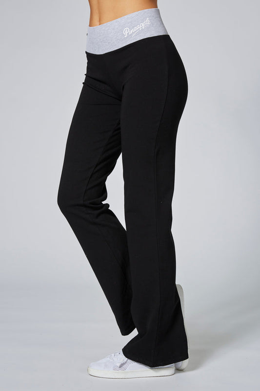 Pineapple Womens Black Contrast Band Bootcut Jersey Trousers