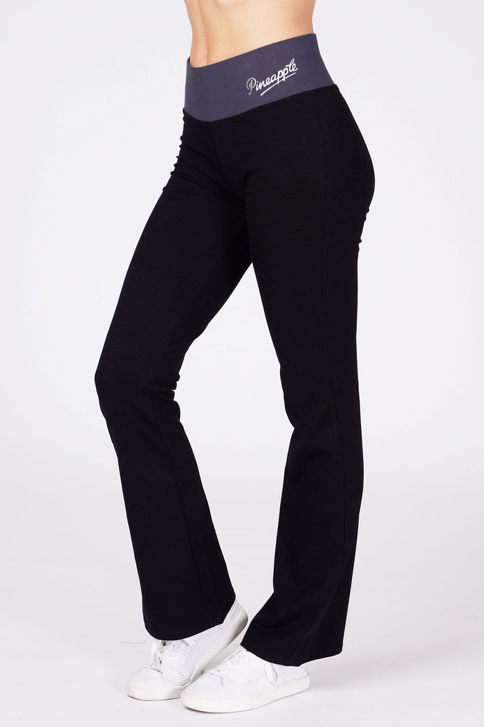Woman wearing Pineapple   Black Contrast Band Bootcut Jersey Trousers