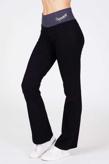 Woman wearing Pineapple   Black Contrast Band Bootcut Jersey Trousers