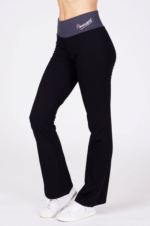 Woman wearing Pineapple   Black Contrast Band Bootcut Jersey Trousers