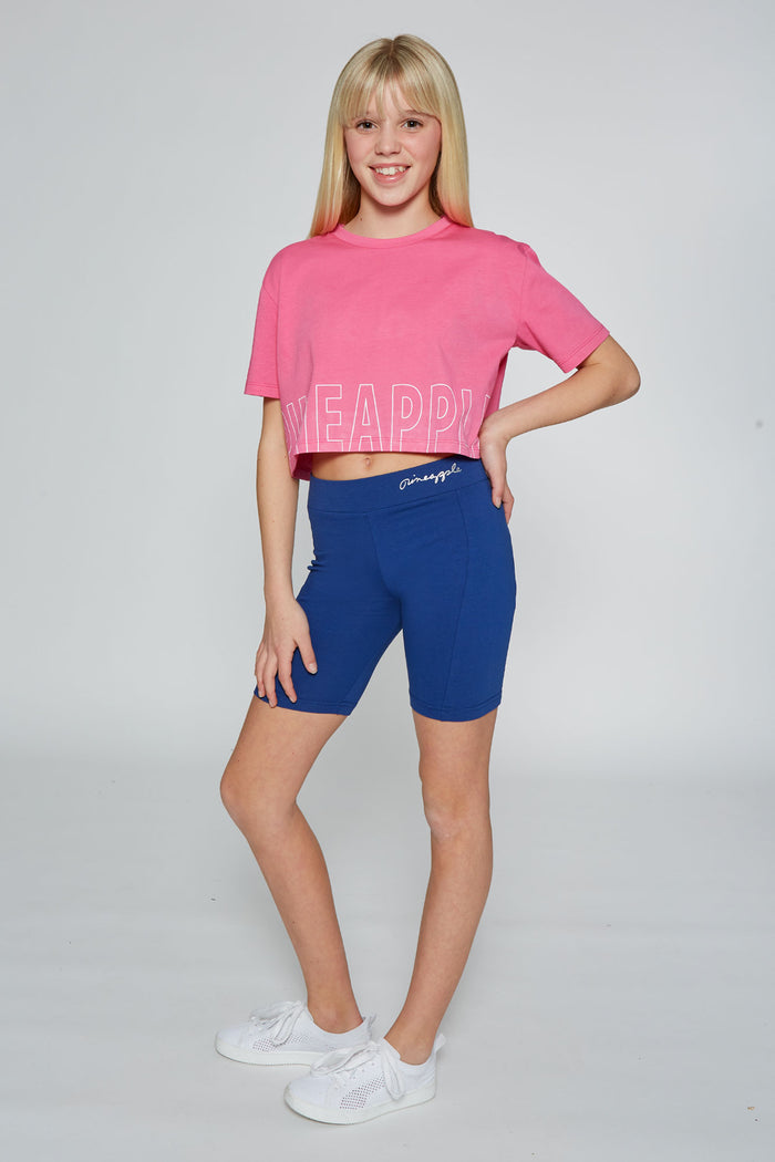 Girl wearing Navy Cycling Shorts