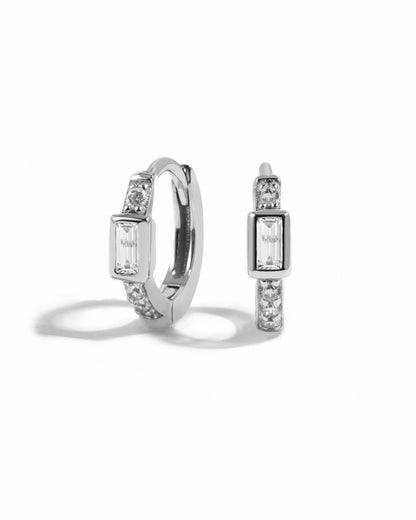 CZ Baguette Huggie Earrings