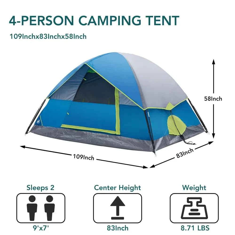 2 & 4 Person Dome Camping Tent – Lightweight with Skylights, Mesh Windows & Tent Fly