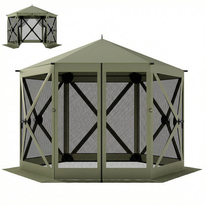 10x11ft Pop-Up Gazebo Screen Tent – UPF30+, Mesh Sides, 6-8 Person