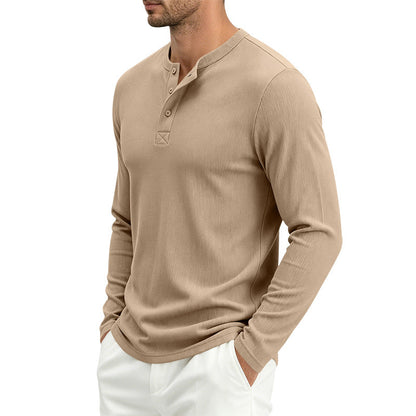 Men's Ribbed Long-Sleeve Loose Fit T-Shirt