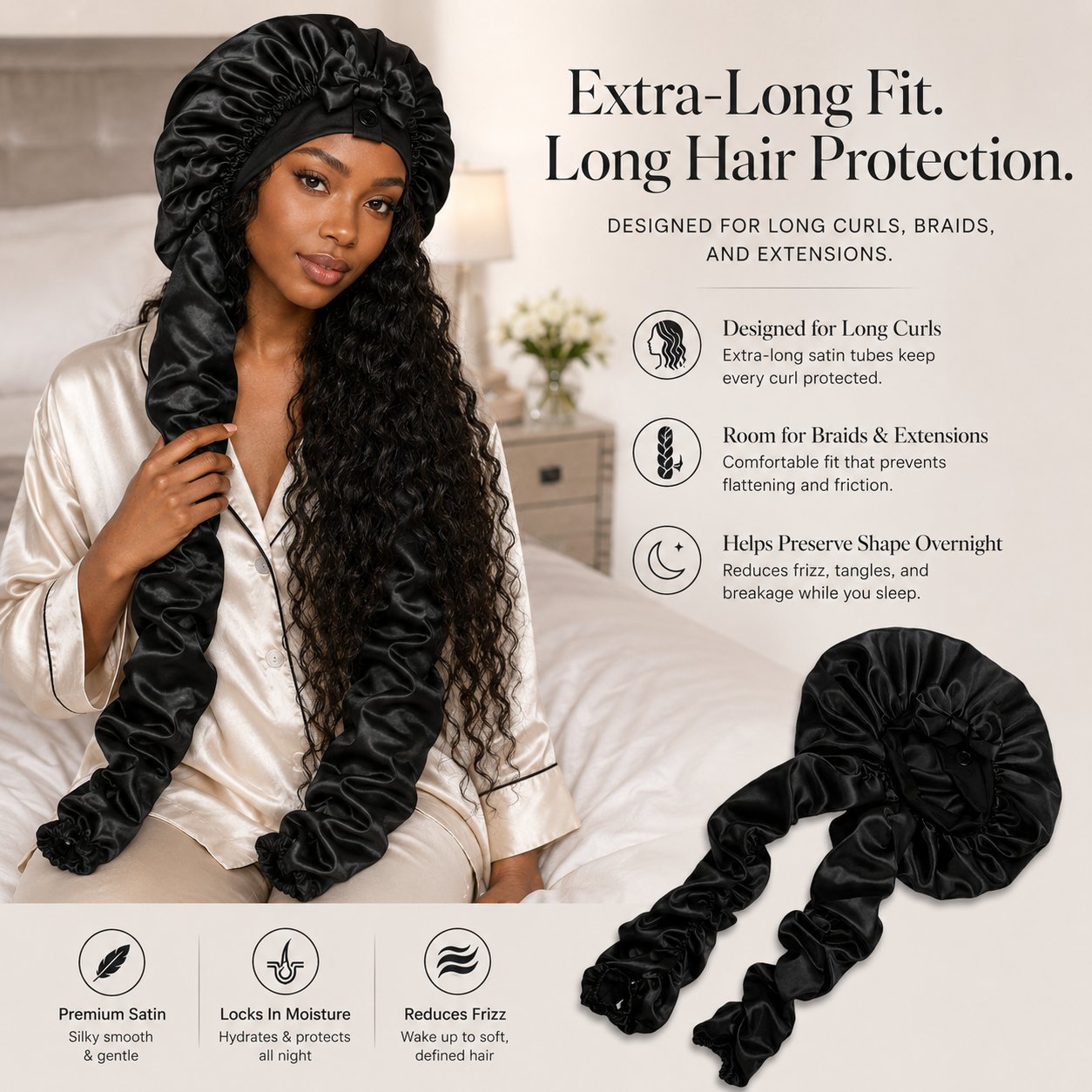 BUY 1 GET 1 FREEüî• Silk Bonnet for Long Curly Hair
