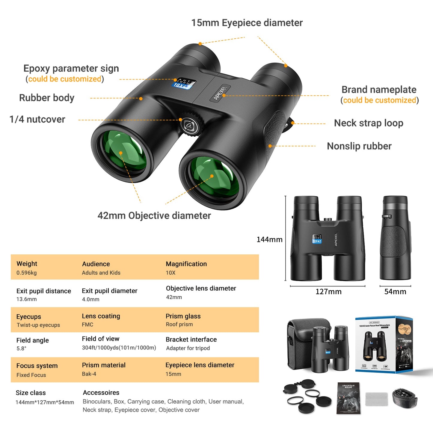 10x42 Autofocus Binoculars – Civilian Telescope with 5.8° Field of View