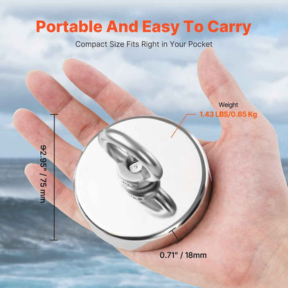 700 lb Neodymium Fishing Magnet with Rotating Handle