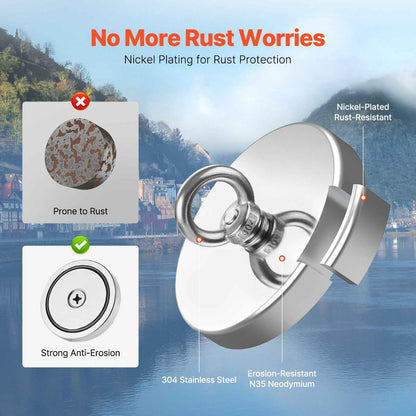 1000 lb Neodymium Fishing Magnet with Rotating Handle